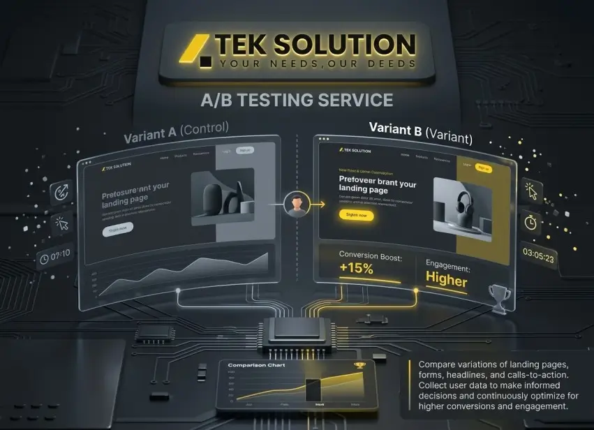 A/B testing services for comparing website variations and improving conversion performance