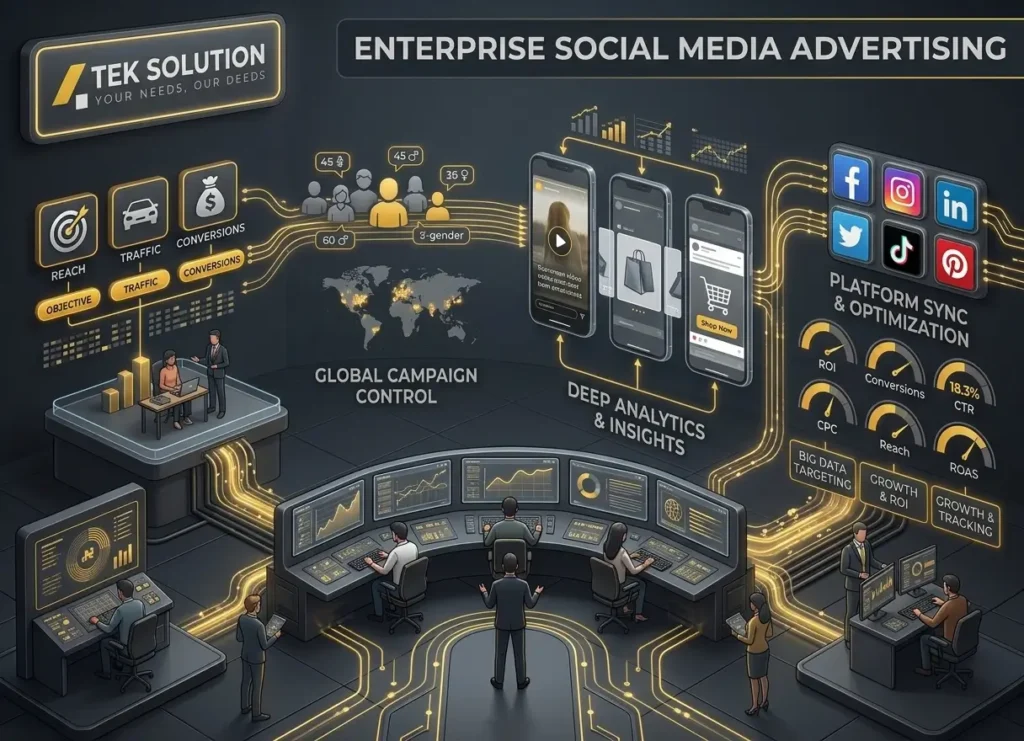 Enterprise social media advertising services for large-scale paid social campaigns
