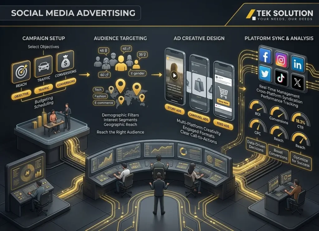 Social media advertising services for targeted paid social media campaigns